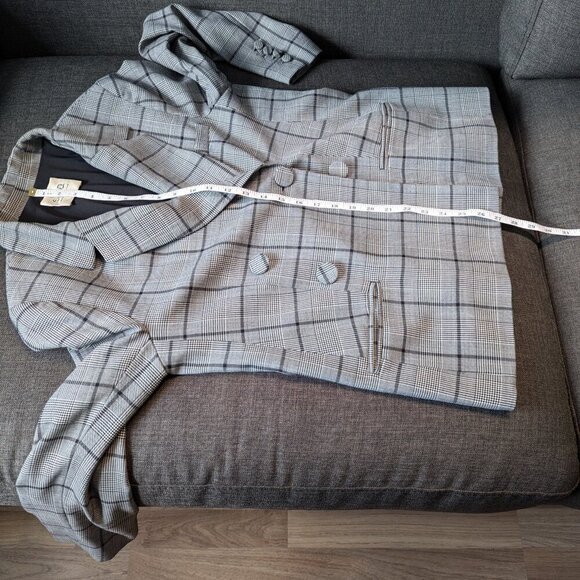 SEA New York Bacall Checked Double Breasted Grey Blazer - Picture 7 of 11